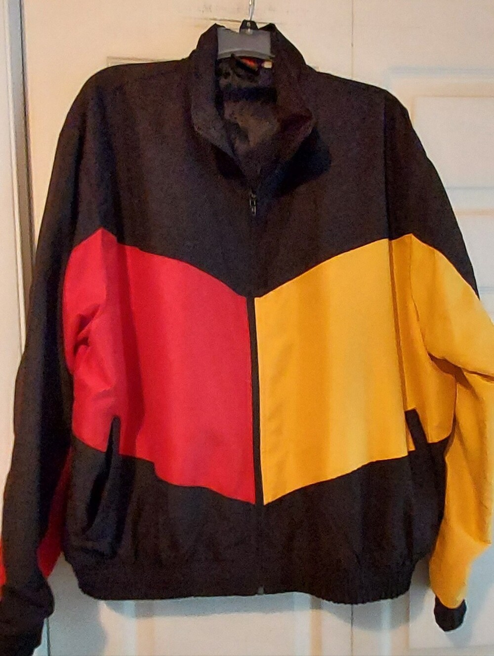Get Some Sleep Tri Color Windbreaker Jacket Large Colorblock Zip Pockets Outdoor